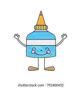 grated kawaii happy glue bottle with arms and legs