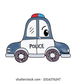 grated kawaii happy police car transport