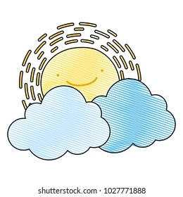 grated kawaii happy sun with cloud natural weather