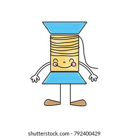 grated kawaii happy thread object with arms and legs