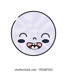 grated kawaii head with cute smile face