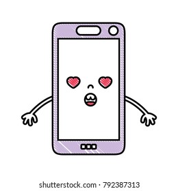 grated kawaii smartphone cute in love face
