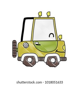 grated kawaii smile tractor vehicle transport