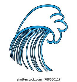 grated line blue with wave shape icon