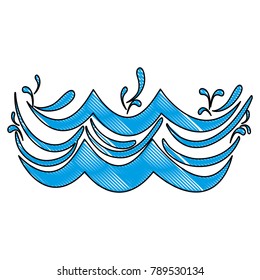 grated line blue waves shape with splashes
