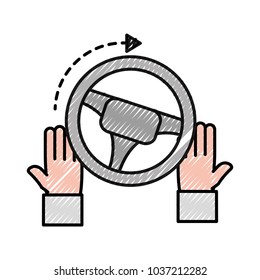 grated man hands with steering wheel drive