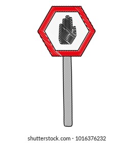 grated metal frame notice with stop sign