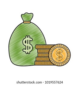 grated money inside bag with peso symbol and coins