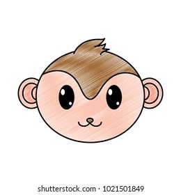 grated monkey head cute animal character