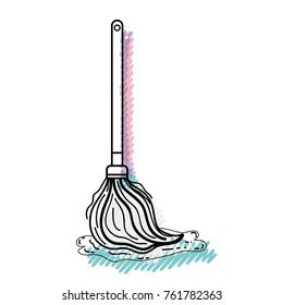 grated mop sweep object to clean the house vector illustration
