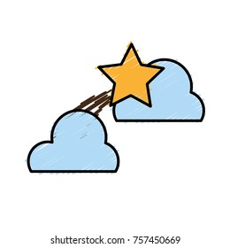 grated natural clouds with shiny shooting star