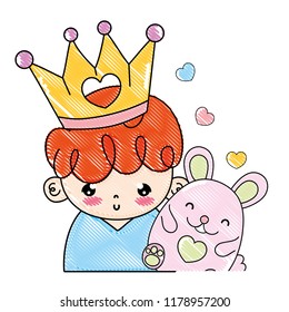 grated nice boy with crown and cute mouse