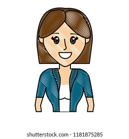 grated nice woman with elegant blouse and hairstyle
