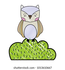 grated owl wild animal in bursh plant