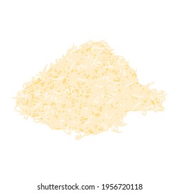 Grated Parmesan Cheese Isolated On White Background. Isometric View. Vector