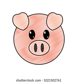 grated pig head cute animal character