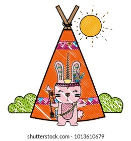 grated rabbit animal with arrows and camp design