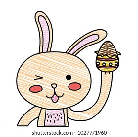 grated rabbit animal with egg easter design