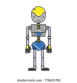 grated robot machine with technology body design vecctor illustration