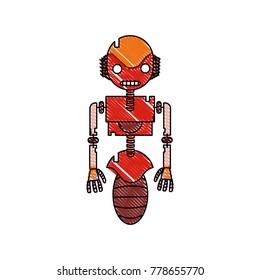 grated robot technology with machine body design vector illustration