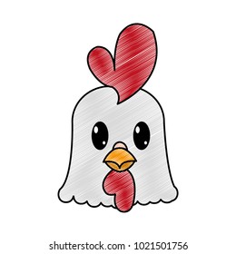 grated rooster head cute animal character