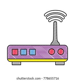 grated router digital wifi technology network vector illustration