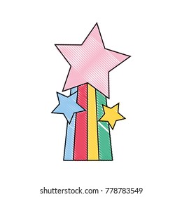 grated shiny stars design with rainbow icon