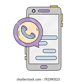 grated smartphone chat bubble with phone sign