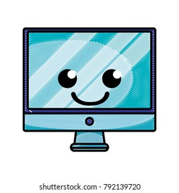 grated smile computer screen kawaii cartoon