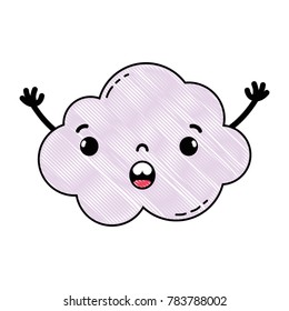 grated surprised and cute cloud kawaii weather with arms