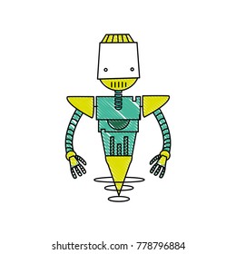 grated technology robot with machine robotic body