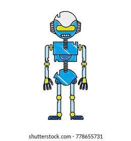 grated technology robot with robotic body design vector illustration