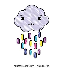 grated tender cloud kawaii with lines rainbow