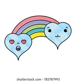grated tender and in love hearts clouds kawaii with rainbow