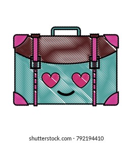 grated travel backpack in love kawaii cartoon