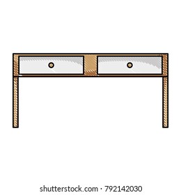 grated wood desk with drawers object design