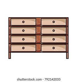 grated wood desk object with drawers design