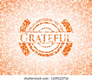  Grateful abstract orange mosaic emblem with background