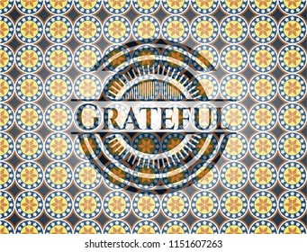 Grateful arabic emblem. Arabesque decoration.