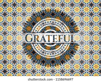 Grateful arabic emblem background. Arabesque decoration.