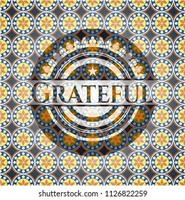 Grateful arabic style emblem. Arabesque decoration.