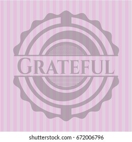 Grateful badge with pink background