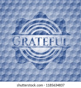 Grateful blue polygonal emblem.