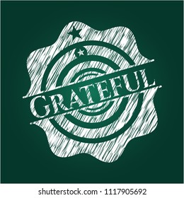 Grateful chalk emblem written on a blackboard