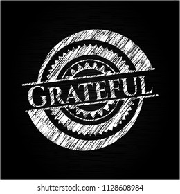 Grateful chalk emblem written on a blackboard