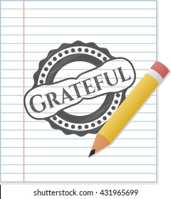 Grateful emblem with pencil effect
