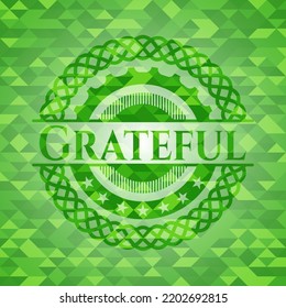 Grateful green emblem. Mosaic background. Vector Illustration. Detailed. 