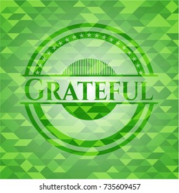 Grateful green emblem. Mosaic background