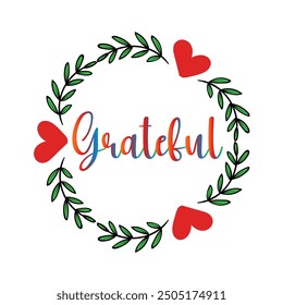 Grateful hand lettering card, Hand Drawn