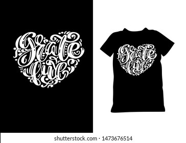 Grateful heart hand drawn vector lettering for Thanksgiving Day. white calligraphic isolated text. typography quote for holiday t-shirt, banner, design